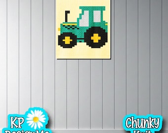 Tractor Baby Blanket Pattern: Chunky Finger Knit (Digital Download)