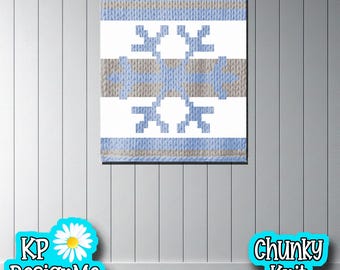 Padrão de manta de floco de neve: Design de inverno em tricô grosso com os dedos (Download digital)