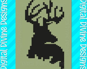 Deer in Grass Chunky Knit Blanket Pattern (Digital Download)