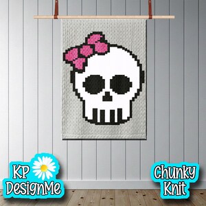 Girly Rocker Skull Blanket Pattern: Chunky Finger Knit (Digital Download)