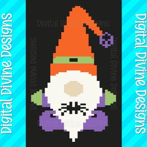 Halloween Gnome Graphic Pattern for Chunky Finger Knit Blanket, Digital Download Pattern Only,  Happy Halloween Spider Gnome Blanket Pattern