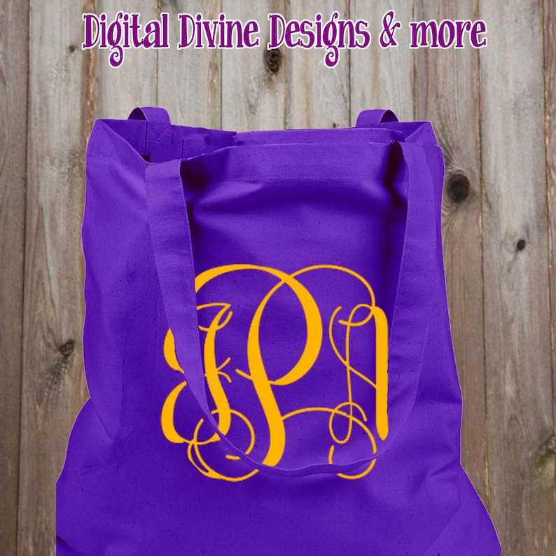 Custom Colors and Fonts FREE SHIPPING Personalized Canvas Tote Bag with your Monogram