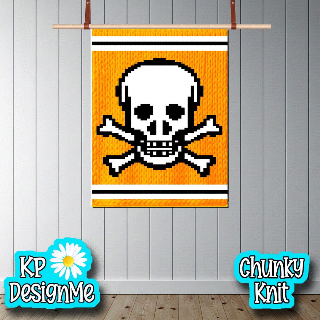 Skull and Crossbones Blanket Pattern: Chunky Finger Knit (digital ...