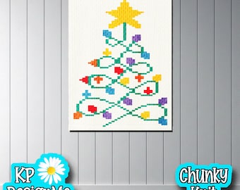 Christmas Lights Chunky Knit Blanket Pattern (Digital Download)