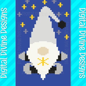 New Year Gnome Graphic Pattern for Chunky Finger Knit Blanket, Digital Download Pattern Only,  New Year&#39;s Night Celebration Blanket Pattern