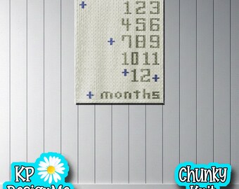 Baby Boy Months Chunky Knit Blanket Pattern with Stars (Digital Download)