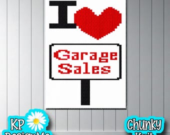 I Love Garage Sales Chunky Knit Blanket Pattern (Digital Download)