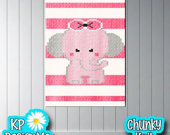 Baby Elephant Blanket Pattern: Chunky Finger Knit Design (Digital Download)