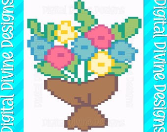 Bouquet of Flowers Blanket Pattern: Chunky Finger Knit Design (Digital Download)