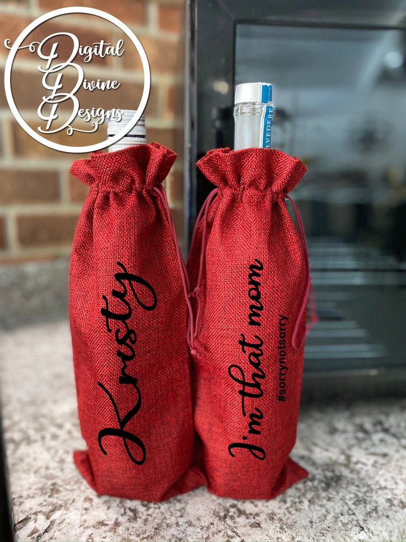 Personalized Wine / Liquor Bottle Bags Double Sided Burlap Etsy