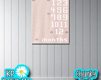Baby Girl Chunky Knit Blanket Pattern: Months & Flowers (Digital Download)