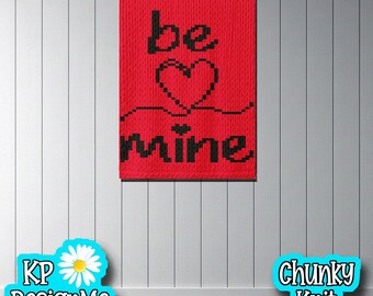 Heart Line Be Mine Chunky Knit Blanket Pattern (Digital Download)