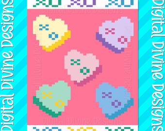 Candy Hearts Blanket Pattern: Chunky Finger Knit (Digital Download)