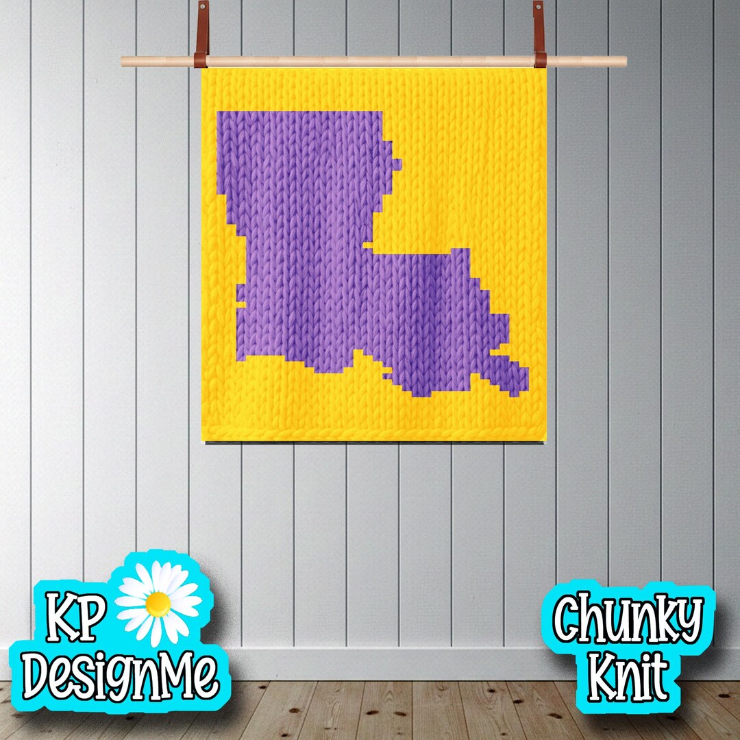 Louisiana Map Blanket Pattern: Chunky Finger Knit (digital Download) - Etsy