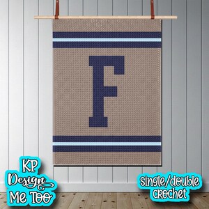 Collegiate Block F Crochet Blanket Pattern: Varsity Graphgan Throw (Digital Download)