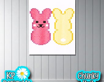 Squishy Bunnies Blanket Pattern: Chunky Knit Digital Download