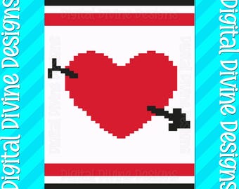 Heart and Arrow Chunky Knit Blanket Pattern (Digital Download)