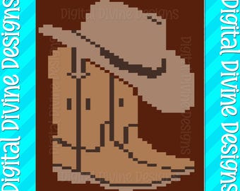Cowboy Hat and Boots Blanket Pattern: Chunky Finger Knit (Digital Download)