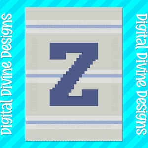 Z Padrão gráfico de bloco universitário personalizado para cobertor de malha de dedo grosso Download digital apenas padrão, padrão de letra personalizado Z