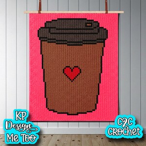 Coffee To Go C2C Blanket Pattern Digital Download Standard Throw Graphgan size 52" x 60"