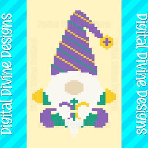 Mardi Gras Gnome Graphic Pattern for Chunky Finger Knit Blanket, Digital Download Pattern Only, Happy Mardi Gras Beads Gnome Blanket Pattern