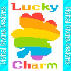 Lucky Clover Graphic Pattern for Chunky Finger Knit Blanket Digital Download, Pattern Only, Rainbow 4 Leaf Clover Blanket Pattern St Paddys