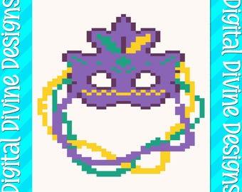 Mardi Gras Bead Mask Blanket Pattern: Chunky Knit (Digital Download)