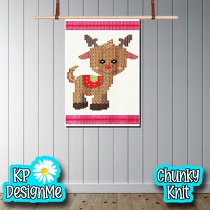 Reindeer Blanket Pattern: Chunky Finger Knit, Christmas Sleigh (Digital Download)