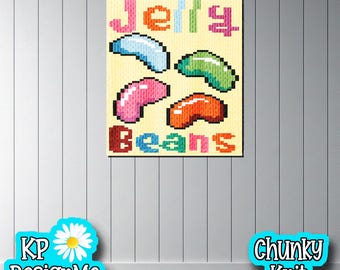 Padrão de manta Jelly Beans: Tricô grosso para download digital