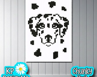Dalmatian Face Blanket Pattern: Chunky Finger Knit Design (Digital Download)