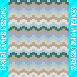 May include: A digital seamless pattern with a chevron design in shades of blue, teal, beige, and white. The pattern is repeated throughout the image. The text "Digital Divine Designs" appears at the top and bottom of the image.