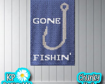 Gone Fishing Blanket Pattern: Chunky Finger Knit (Digital Download)