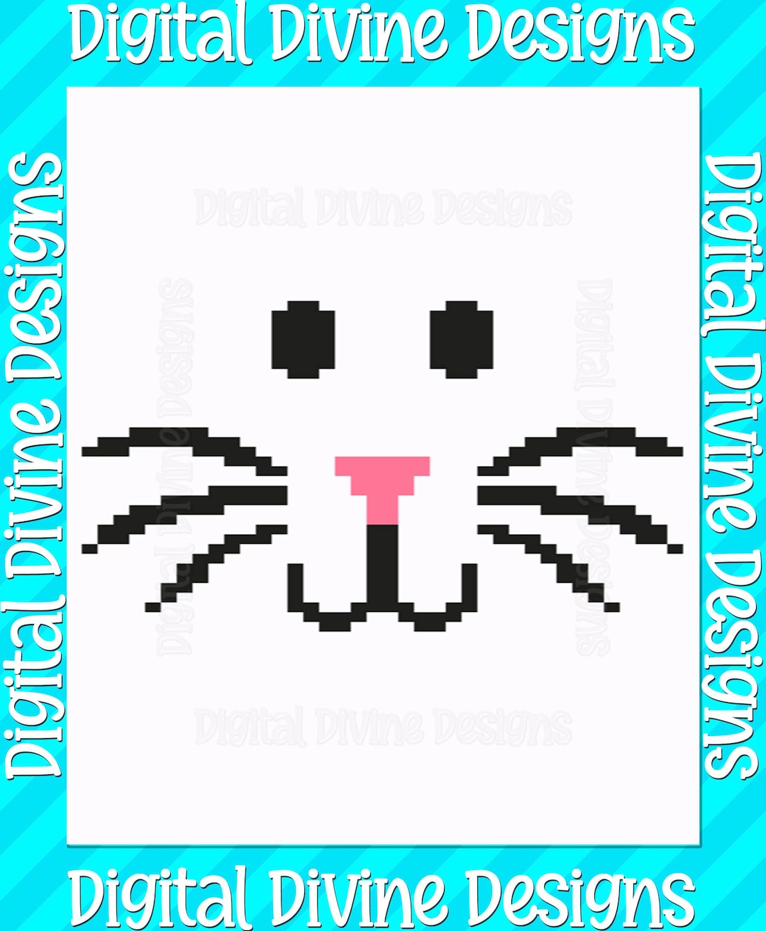 Rabbit Face Pattern Examples Easter Bunny Face Graphic Pattern for Chunky Finger Knit Blanket ...