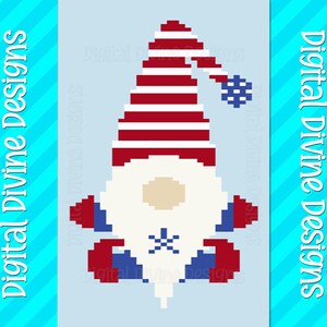 4th of July Gnome Graphic Pattern for Chunky Finger Knit Blanket, Digital Download Pattern Only,  Independence Day America Blanket Pattern