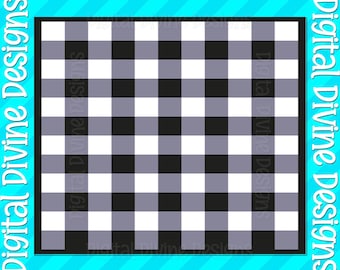 Chunky Knit Blanket Pattern: Black and White Buffalo Plaid (Digital Download)