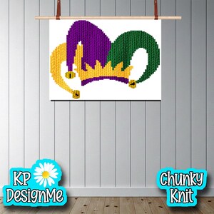 Mardi Gras Jester Hat Blanket Pattern: Chunky Knit (Digital Download)