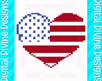 4th of July Flag Heart Chunky Knit Blanket Pattern (Digital Download)