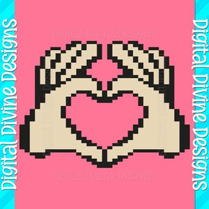 Heart Hands Graphic Pattern for Chunky Finger Knit Blanket Digital Download Heart Pattern Only Blanket Pattern Love Sign Instant Download