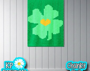 St. Patrick's Day Love 4 Leaf Clover Blanket Pattern: Chunky Finger Knit (Digital Download)