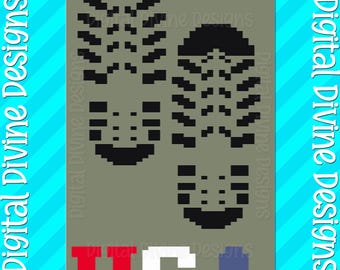 USA Boot Prints Blanket Pattern: Chunky Finger Knit (Digital Download)