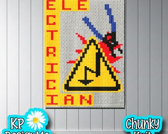 Electrician Blanket Pattern: Chunky Finger Knit Graphic (Digital Download)