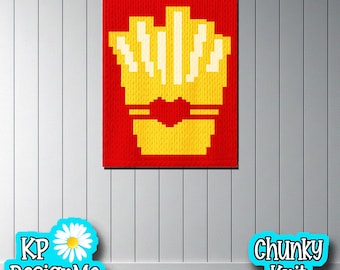 Padrão de manta de batata frita: Tricô grosso com os dedos (Download digital)