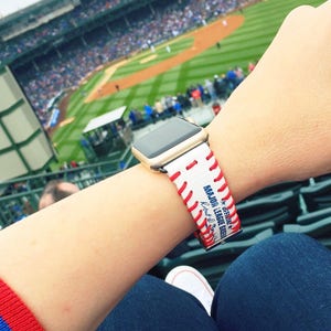 Apple Watch strap made from the leather cover of a real baseball!