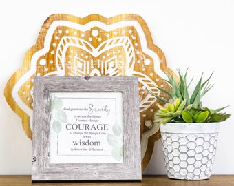 Serenity Prayer | SS831 God Grant Me The Serenity Prayer Decor Art Sign green Leaves Grey Framed Art Religious Inspirational