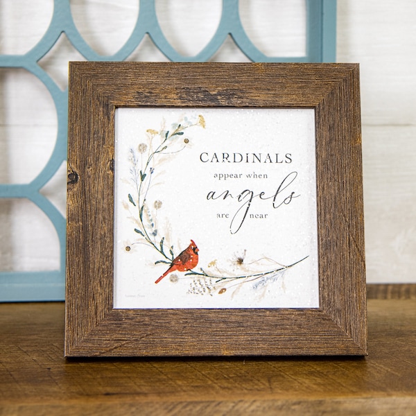 Cardinals Appear When Angels Are Near | SN14 Red Cardinal Sympathy Art Sign Picture Home Decor