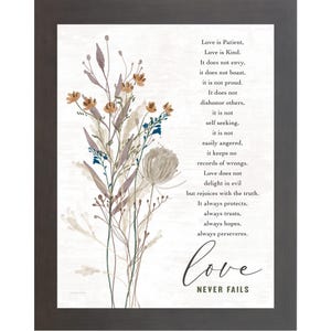 1 Corinthians 13 Floral Scripture Wall Art – Love Never Fails Christian ...
