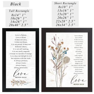 Love Is Patient Bible Verse Wall Art – Short or Tall Rectangle – 1 Corinthians 13 Floral Scripture Print – Wedding or Anniversary Gift