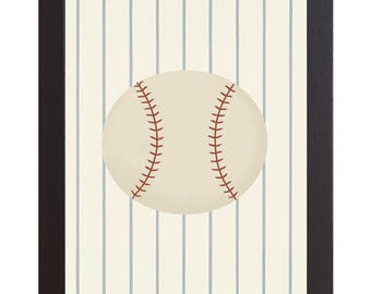 Baseball Wall Art – Vintage Pinstripe Boys Room Sports Nursery Decor Gift