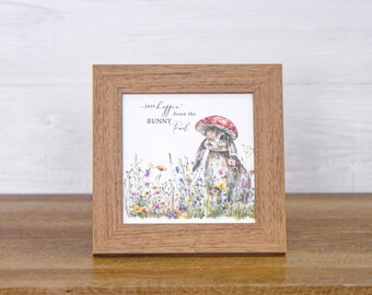 Framed Bunny Wall Art – Spring Cottagecore Floral Decor