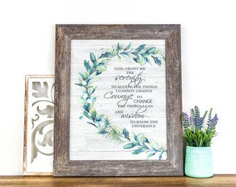 Serenity Prayer Green Leaves | SS6 God Grant Me The Serenity Leaves Inspirational Christian Art Picture Sign